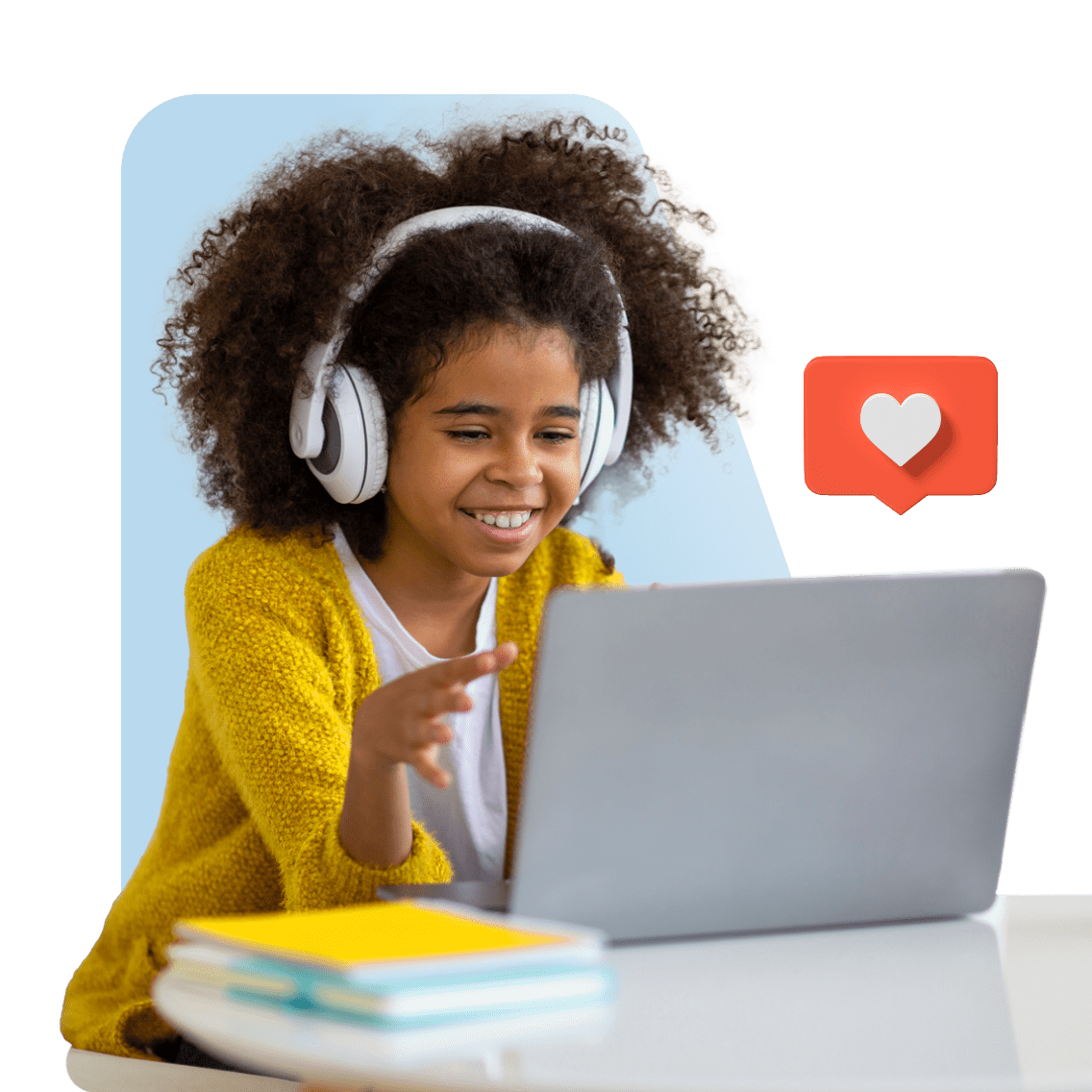 How Private School Online Learning Works image 21 (name 1 Young Girl Laptop Headphones Heart)