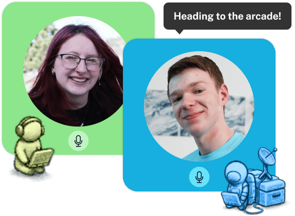 Two people are joyfully smiling and displaying their phones, sharing a moment of happiness.