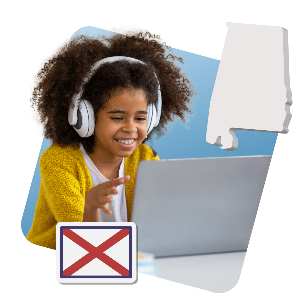 A student engaging in online learning from Alabama, using a laptop in a cozy home environment, focused on their studies.