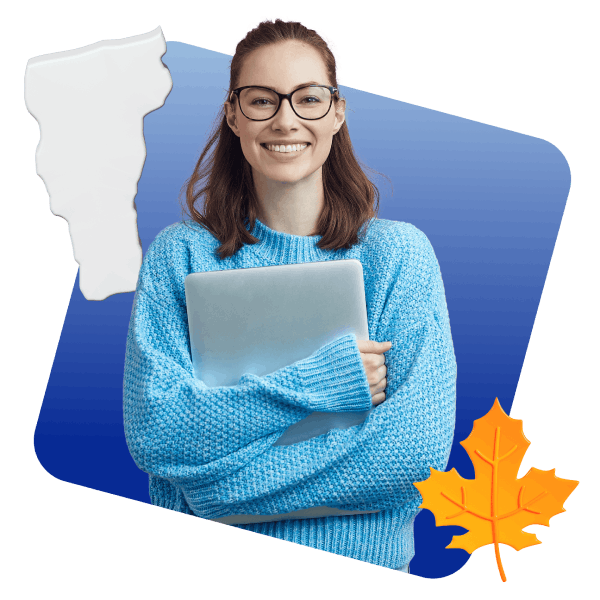 A detailed map of Vermont, showcasing its geographical features and major cities.