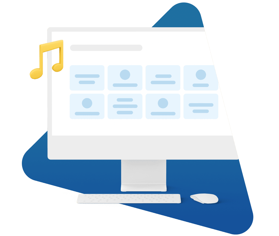 Icon of music notes displayed on a desktop background, symbolizing music and audio applications.